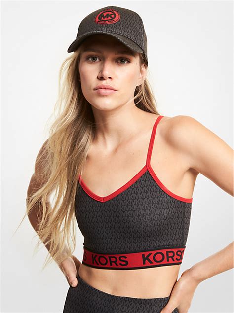 Logo Tape Stretch Nylon Sports Bra 